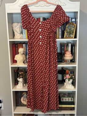 Red floral wide leg jumpsuit